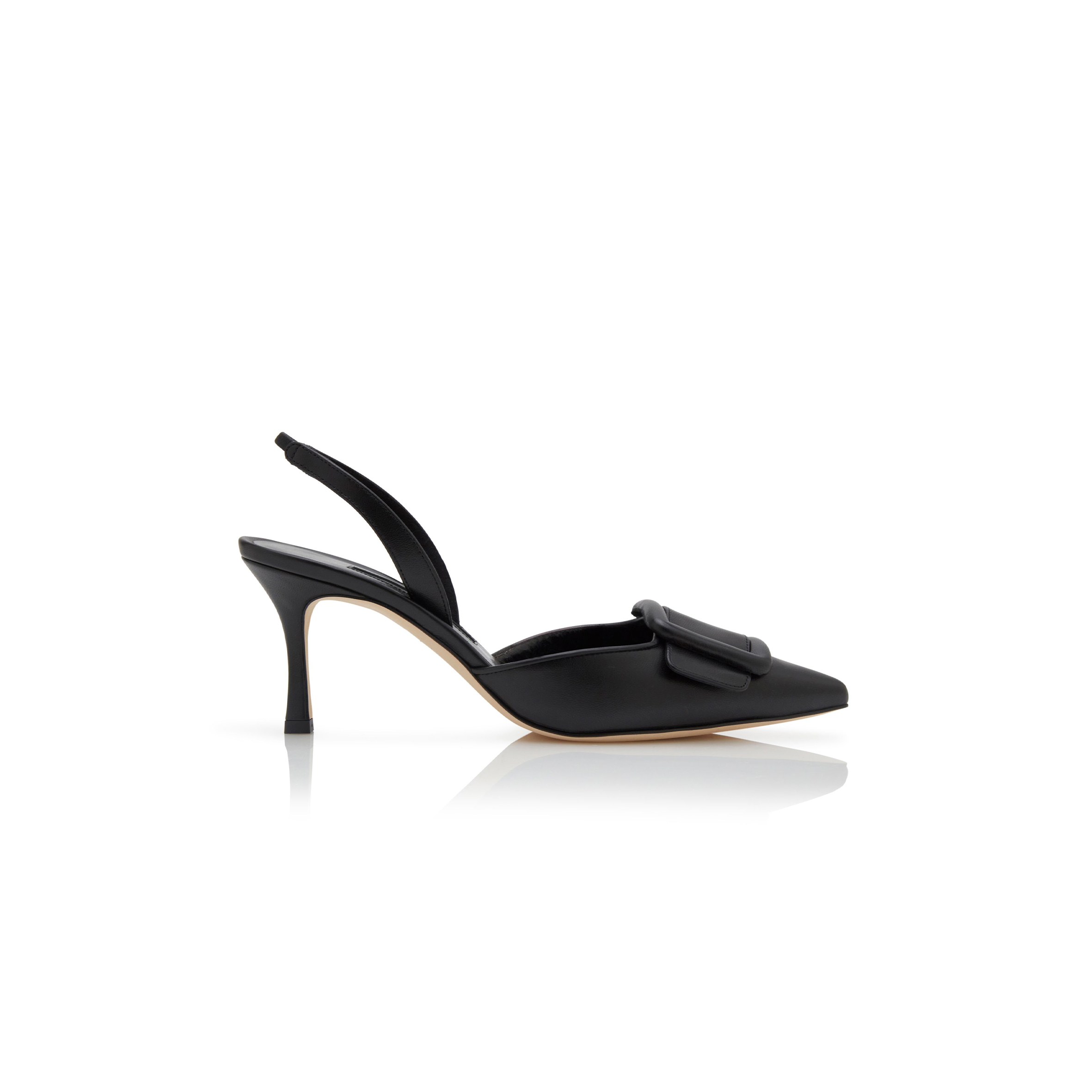 MANOLO BLAHNIK MAYSLI BLACK NAPPA LEATHER SLINGBACK PUMPS 219-0254-0007 MANOLO BLAHNIK MAYSLI BLACK NAPPA LEATHER SLINGBACK PUMPS 219-0254-0007